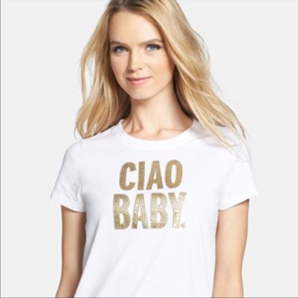 Kate Spade Ciao Baby Embossed T Shirt NWOT size xl
